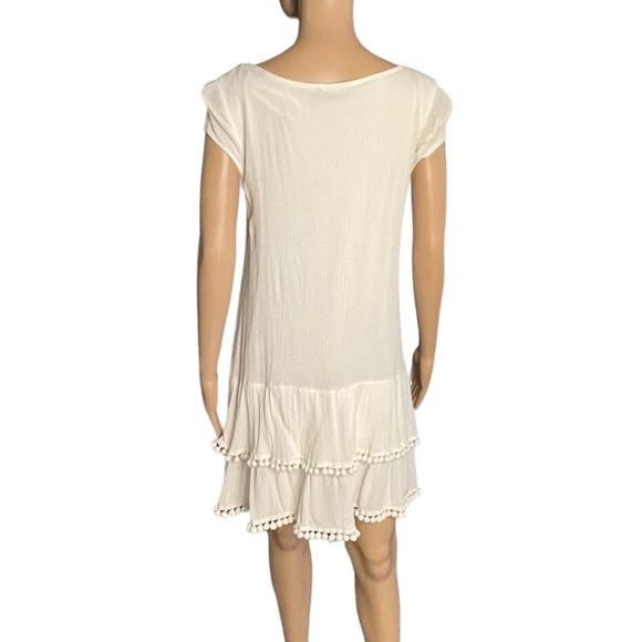 Tiana B. White shirt sleeve textured boho midi dress size 12 - Picture 4 of 11